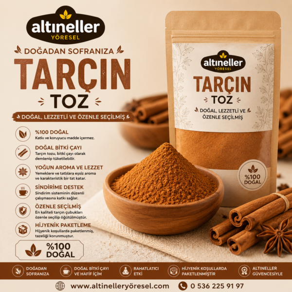 İnce öğütülmüş Altınelleryöresel Tarçın Tozu paketi