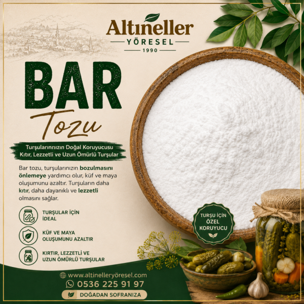 Altıneller Yöresel Bar Tozu paketi, turşu yapımında kullanılan yardımcı ürün