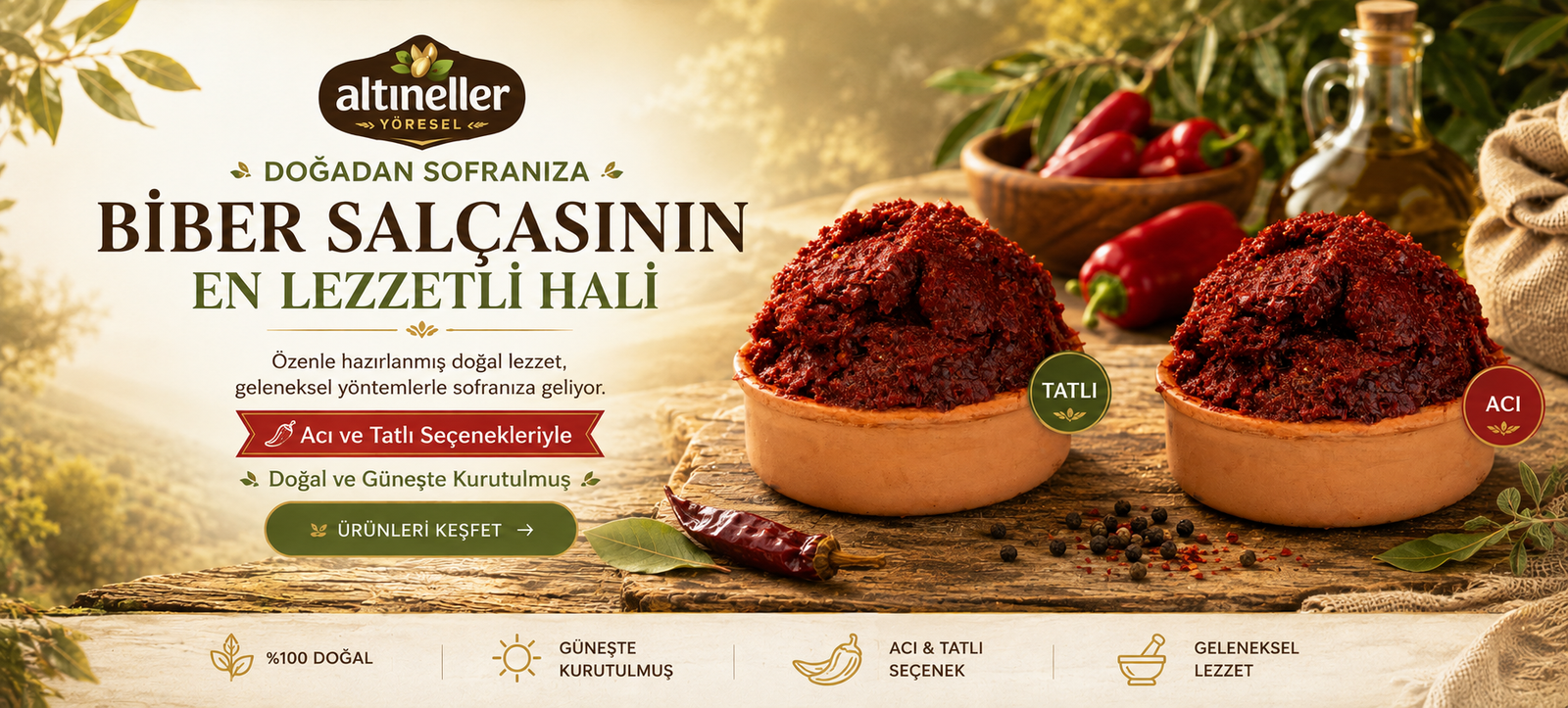 Altıneller Yöresel Biber Salçası